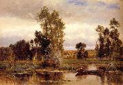 Charles-Francois Daubigny Boat on a Pond Sweden oil painting reproduction